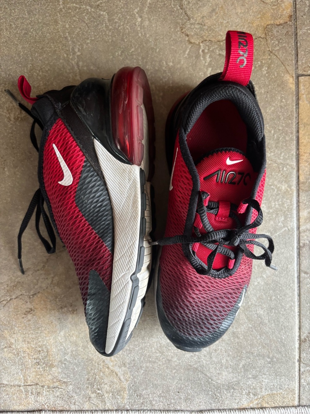 Nike Air Max 270 Red and Black Athletic Sneakers
